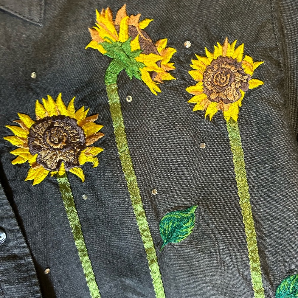 Quacker Factory Size Medium Gray With Sunflowers … - image 5